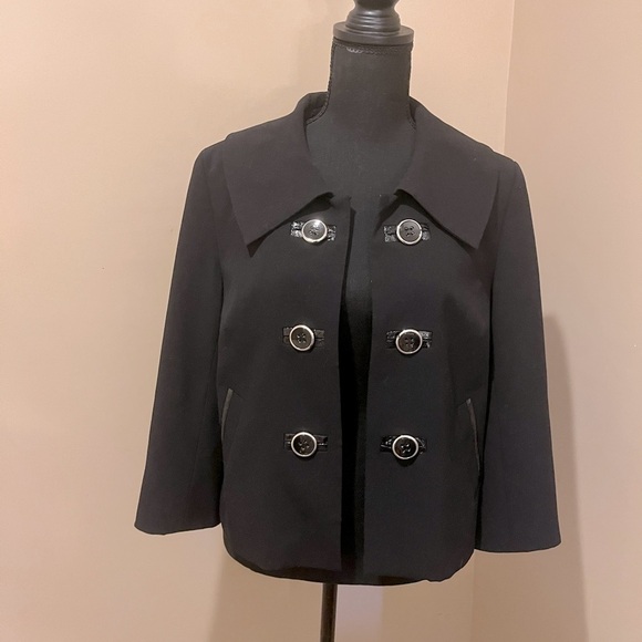 Chaus Nautical-inspired Blazer with Johnny Collar, Buttons & Leather detailing - Picture 1 of 5